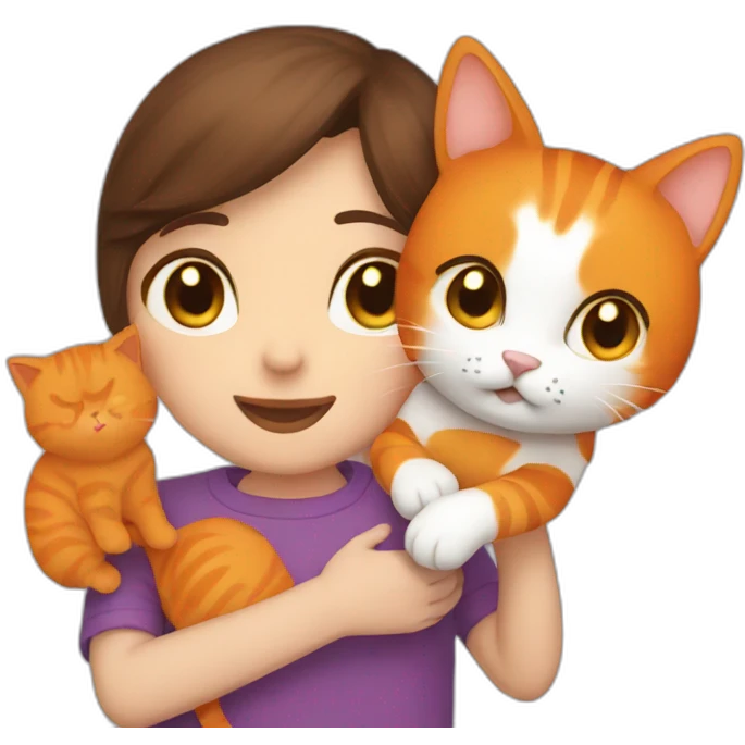 brown haired friend holding orange cat emoji