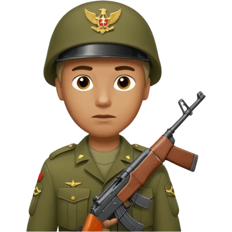 a guy holding ak-47 wearing military uniform emoji
