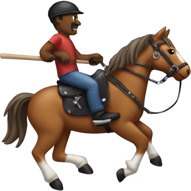 A biker rinding a stick horse emoji