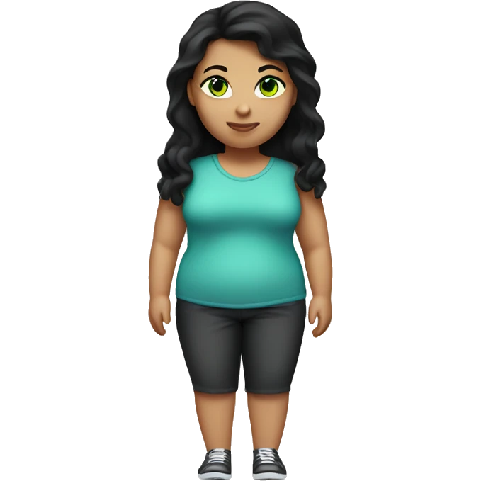 Light skin obese girl with green eyes skinny legs straight black hair emoji