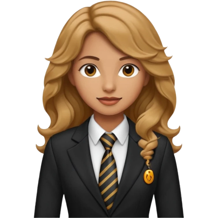 long wavy haired woman with tie and blazer emoji