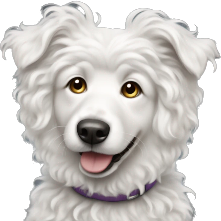 white curly haired dog small emoji