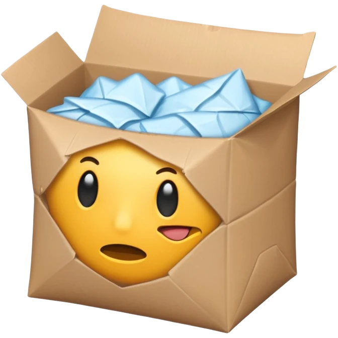 Generate a realistic emoji-style icon of the a package which is empty and air is coming out of it. it seems like the package is not well packed emoji