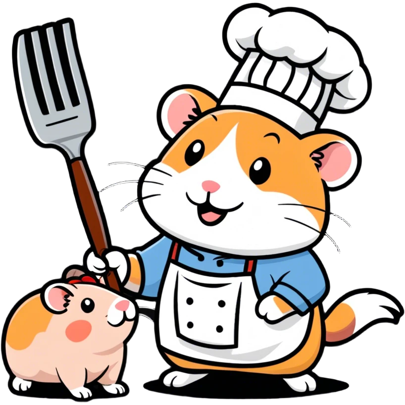 Hamster cooking pork steak emoji