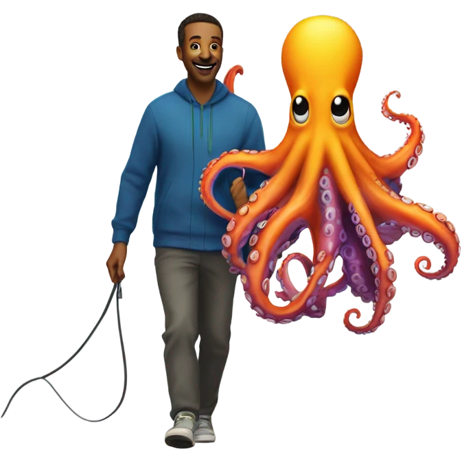 Man walking his pet octopus emoji
