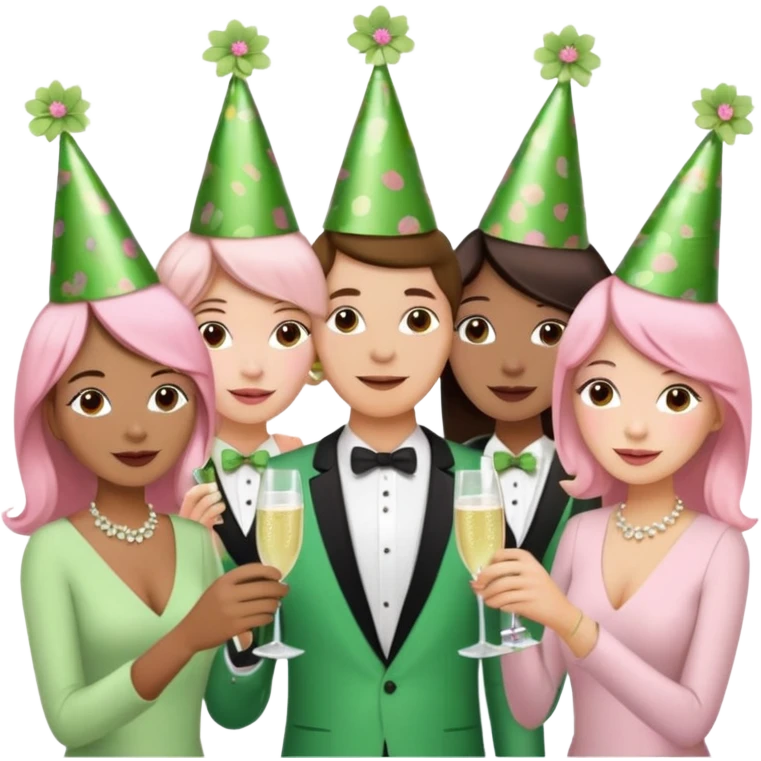 light green and light pink floral party emoji