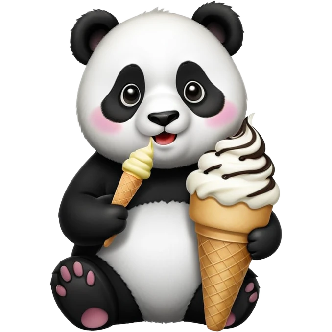 Panda eating ice cream emoji