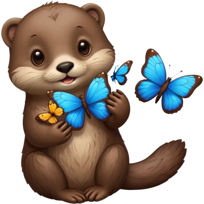 otter with butterflies and idea emoji
