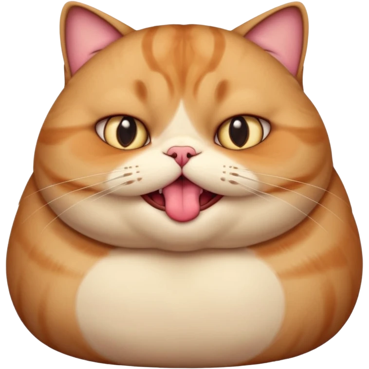 fat obese cat with giant eyes and giant tongue out emoji