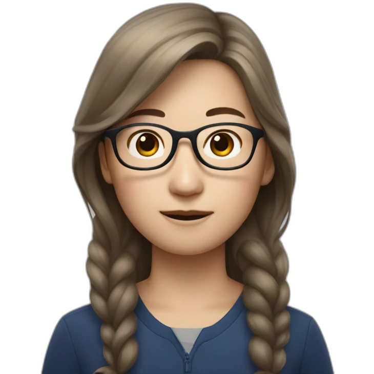 Tim cook with a brown hair Korean girl with eyeglasses emoji