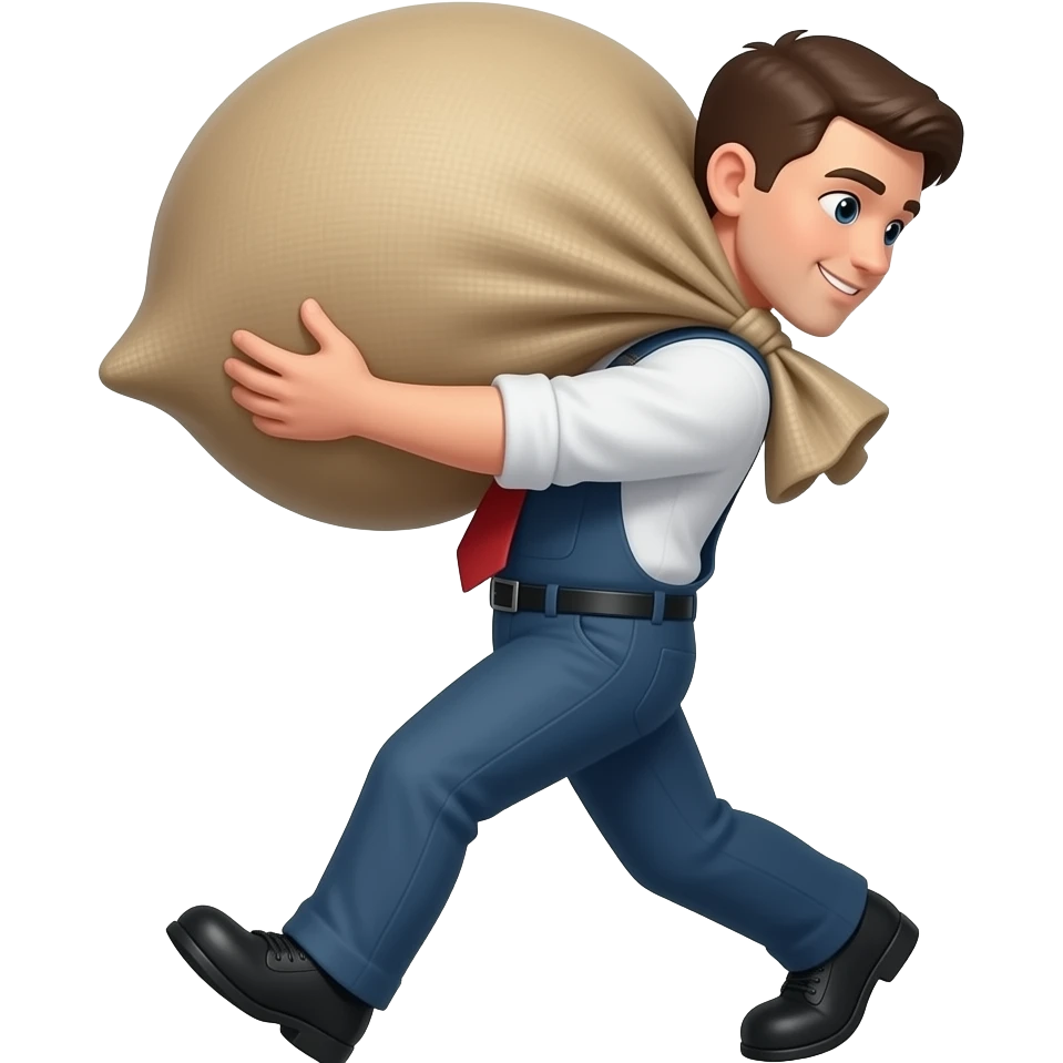 guy employed carry a sack full body emoji