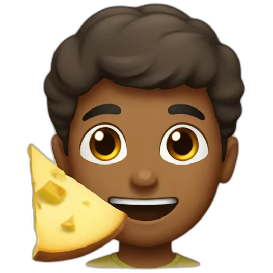 a brown boy eating a slice of potato  emoji