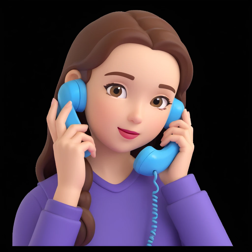 girl talking on phone, close up pose emoji