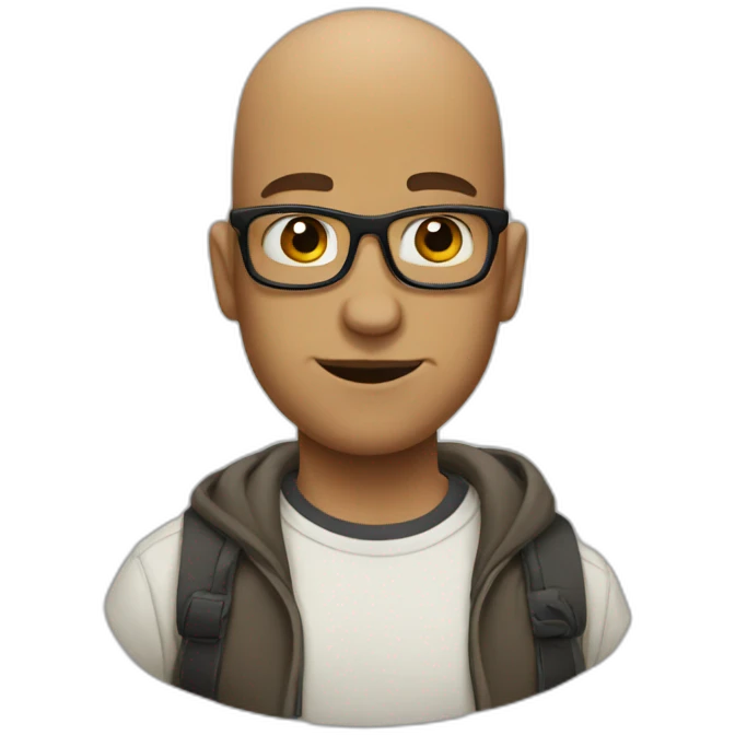 bald hipster with a soul patch emoji