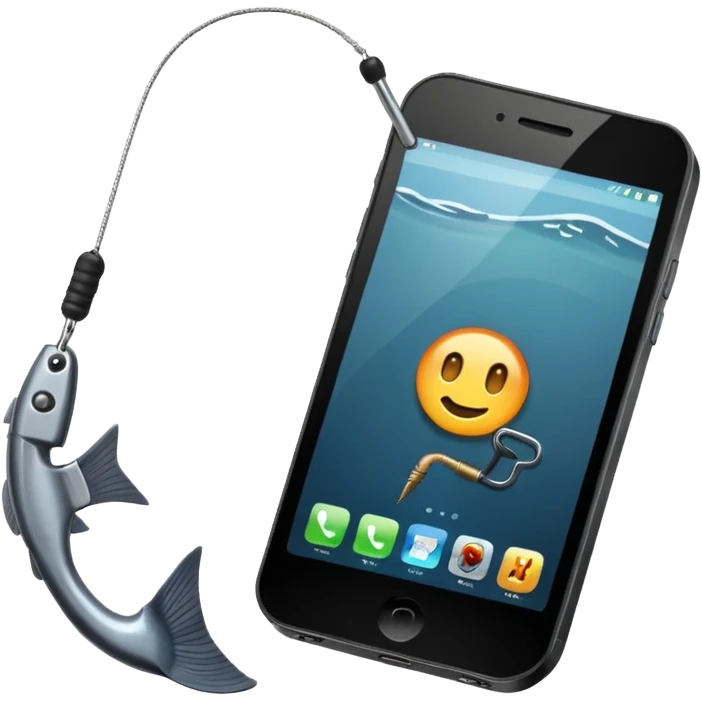 phishing maybe a phone and a hook in front of it? emoji