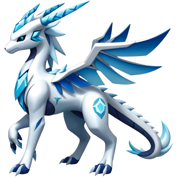 Modern Kyurem-reshiram-Glaceon-dialga-suicune-hybrid, full body emoji