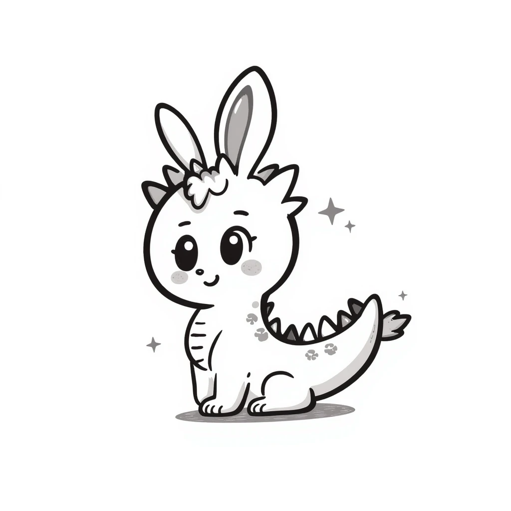 kawaii bunny plant dragon with tiny spikes, extremely cute, giant sparkly eyes, blushing cheeks, pastel colors, small mouth, adorable expression, chibi style emoji
