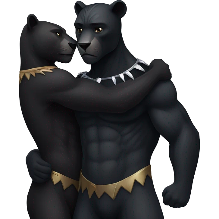 Black panther and bear hugging  emoji