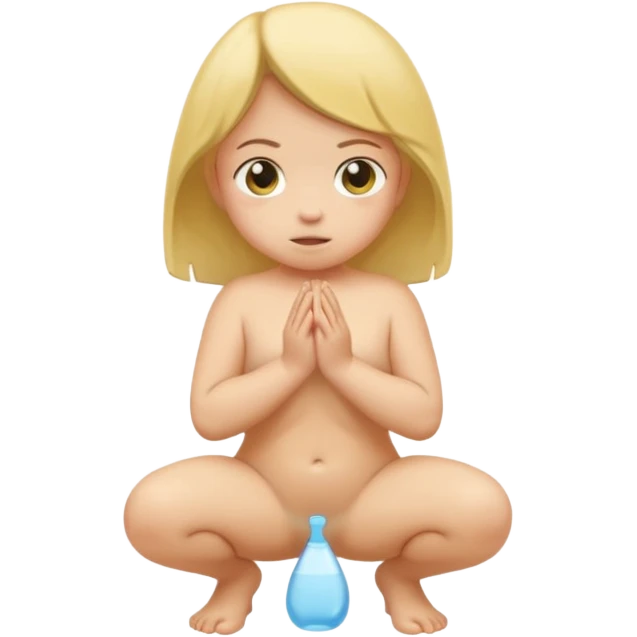 Child girl peeing naked squatting emoji
