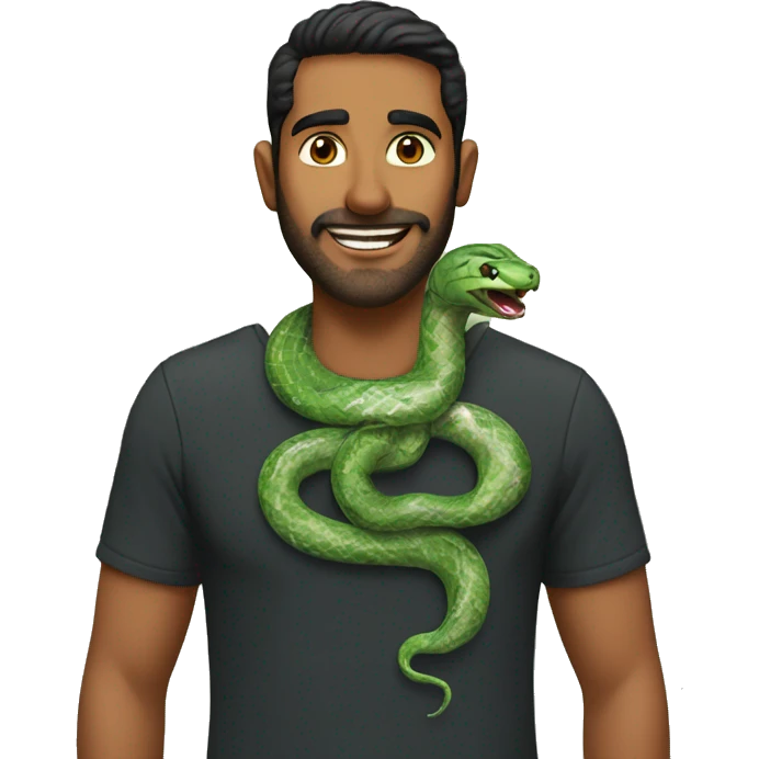 Raneesh with a snake around his neck emoji