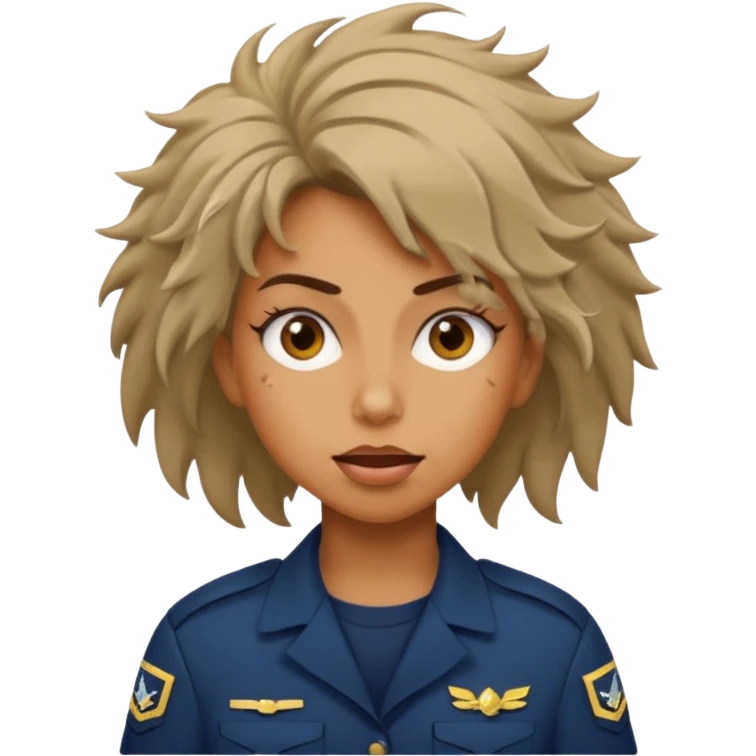 Female navy soldier, crazy face. emoji