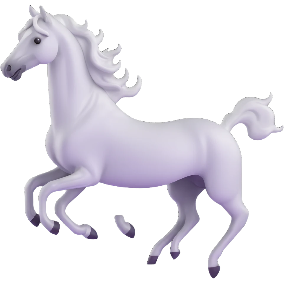 silver spirit horse running, mystical, magical emoji