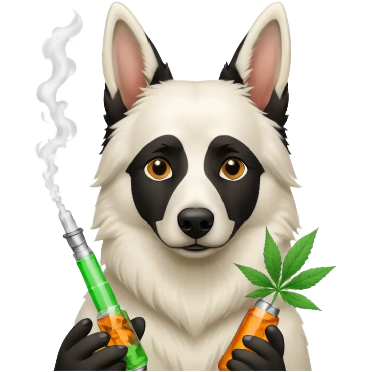 White belgian Shepard smoke weedbong emoji