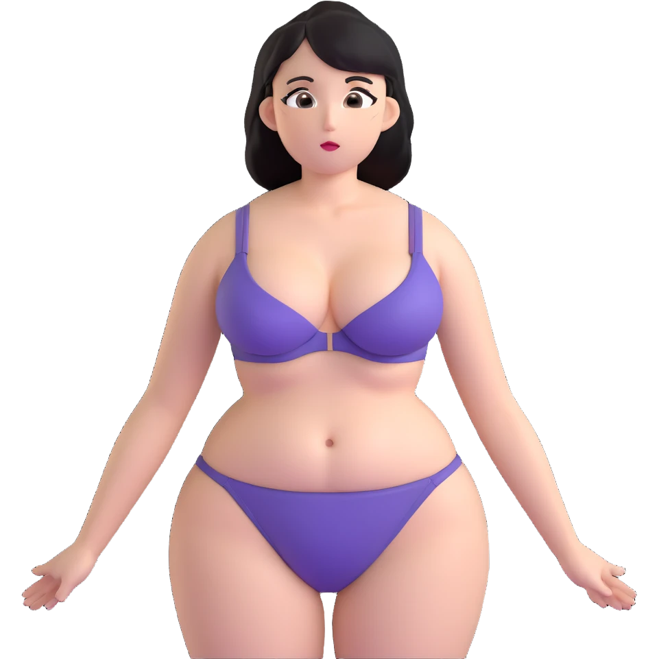anime style woman with exaggerated proportions, large chest, wearing a bra emoji