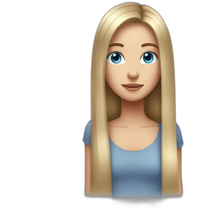 Girl, straight shoulder long straight hair, blue eyes  emoji