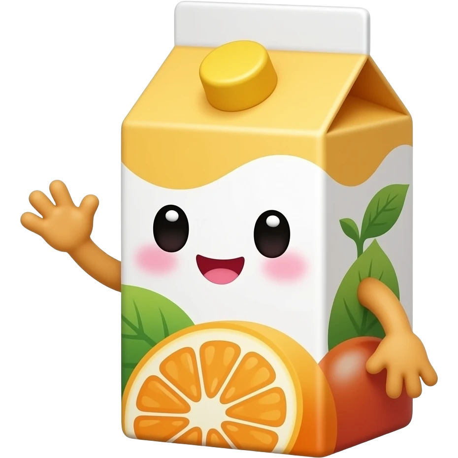 Kawaii Juice box waving emoji