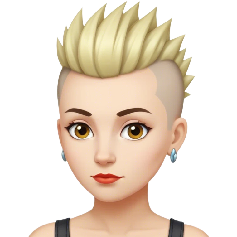 White woman with short hair mohawk style emoji