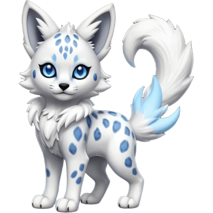 Cool edgy cute adorable hyper-realistic badass Serval-Lycanroc-Snow-Leopard-Absol-Fakémon-hybrid-creature (full body)  emoji