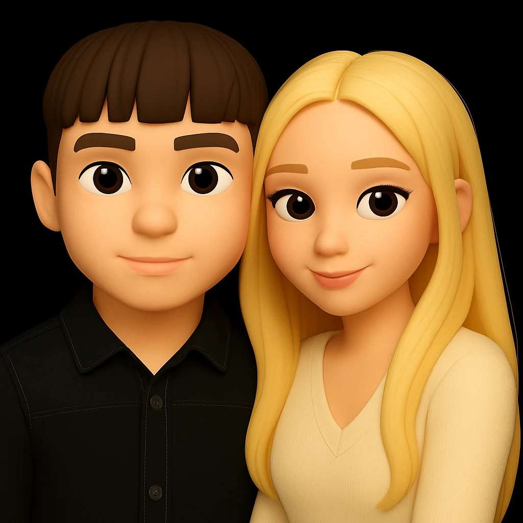 Make the skin color of the boy the same as the girl next to him, preserving the 3d-emoji style and keeping everything else unchanged. emoji