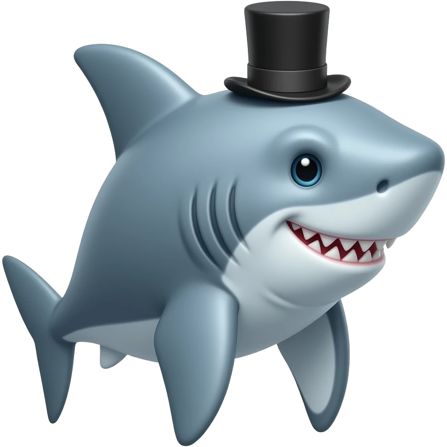 Shark with a top hat emoji