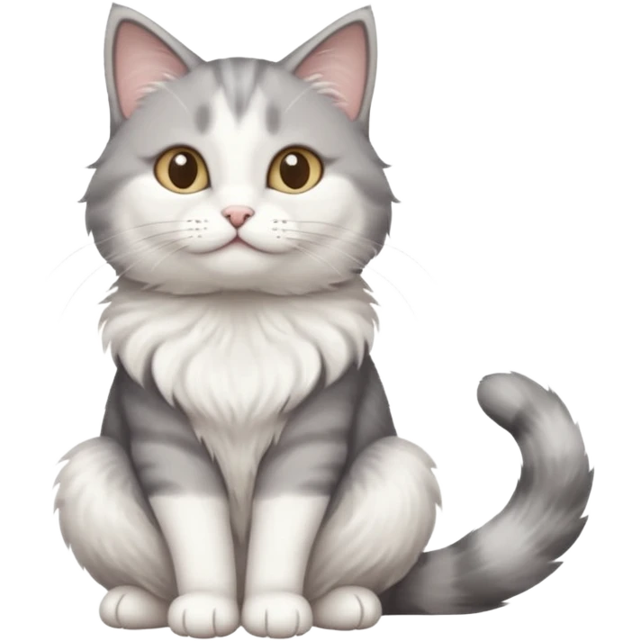 grey and white cat doing a big long stretch reaching up into the air with arms and legs side by side together emoji