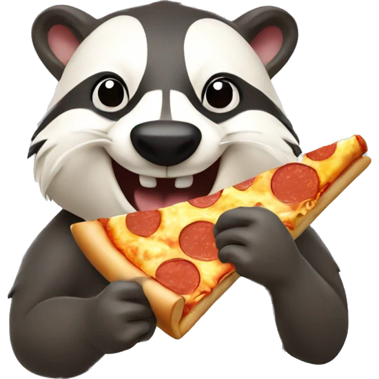 badger eating pizza smiling with thumbs up emoji