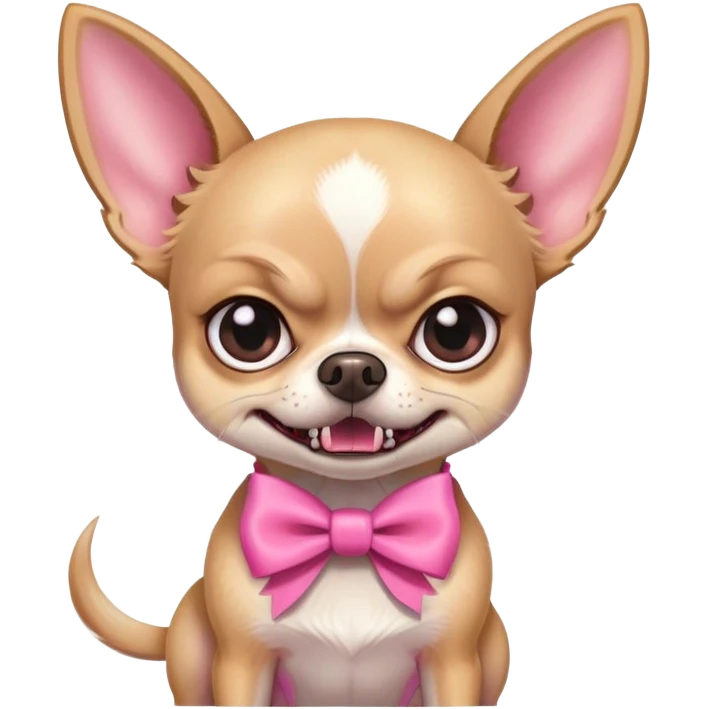 Angry girly chihuahua face with bow growling emoji