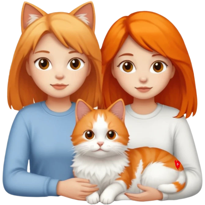 Two nasty girls with white and orange cat emoji