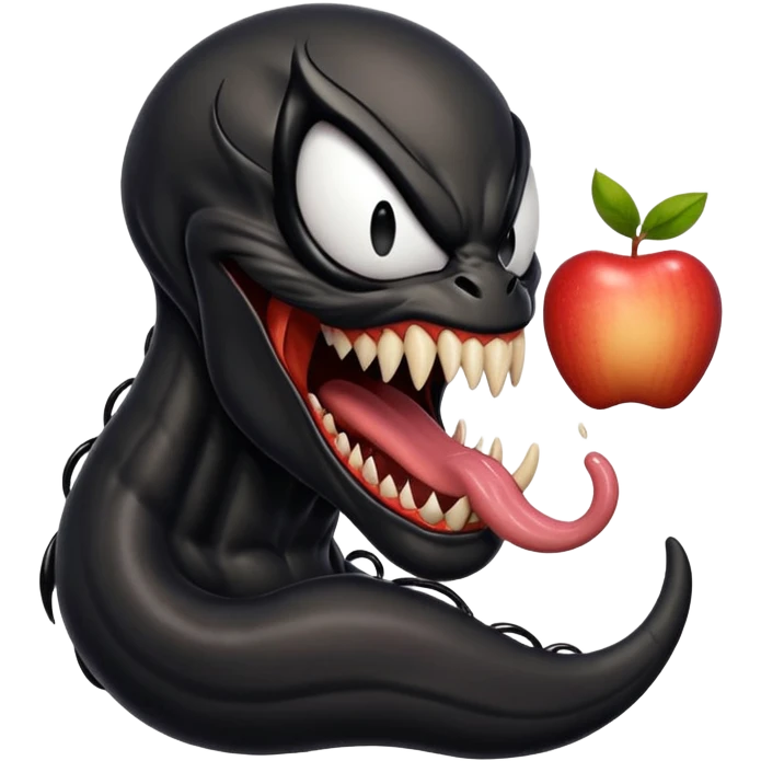 Venom with long tongue out, clean black body, no logos or markings, normal Apple emoji style emoji