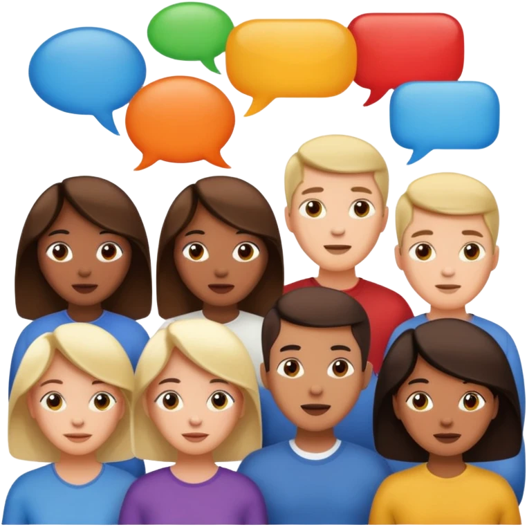 lots of people communicating with each other with speech bubbles emoji