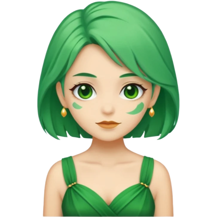 green dress old character, green hair. emoji