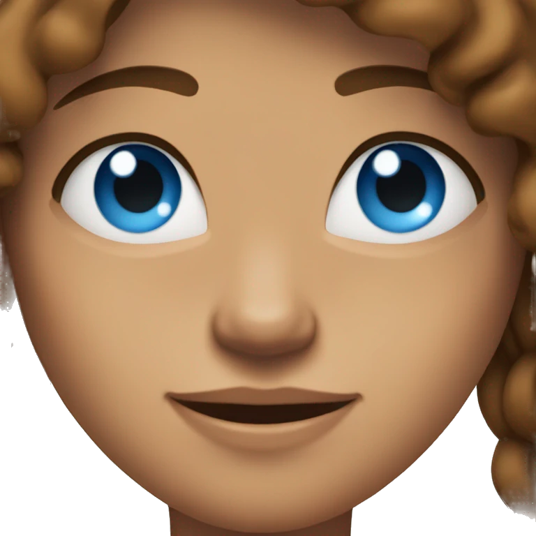Long, brown hair; blue eyes; tan skin; freckles  emoji