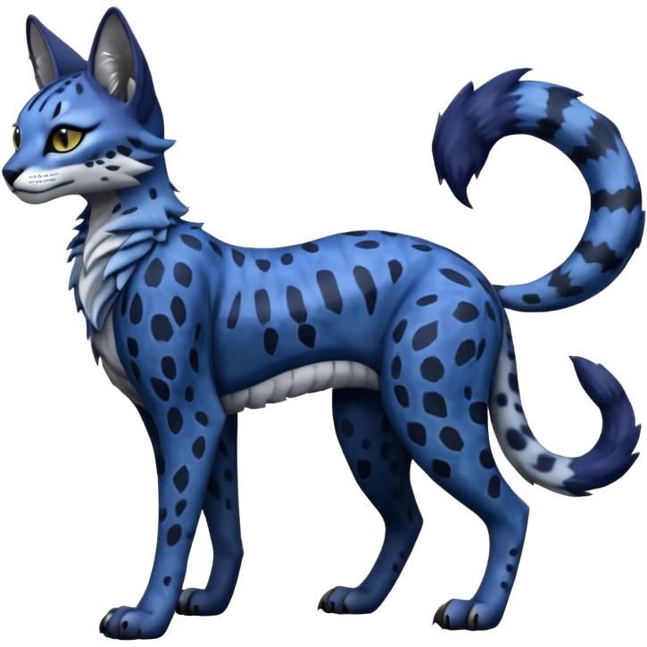 Epic complex knightly divine glorious futuristic detailed dark dusky gloomy deep gothic indigo, realistic Fakémon-Sprigatito-Floragato-Meowscarada-Trico-Sergal-Serval-Vernid-creature (full body) emoji