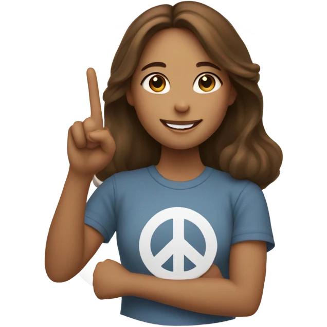 smiling girl with brown hair peace sign  emoji