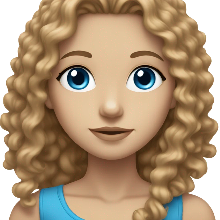 a white girl with long curly brown hair and blue eyes emoji