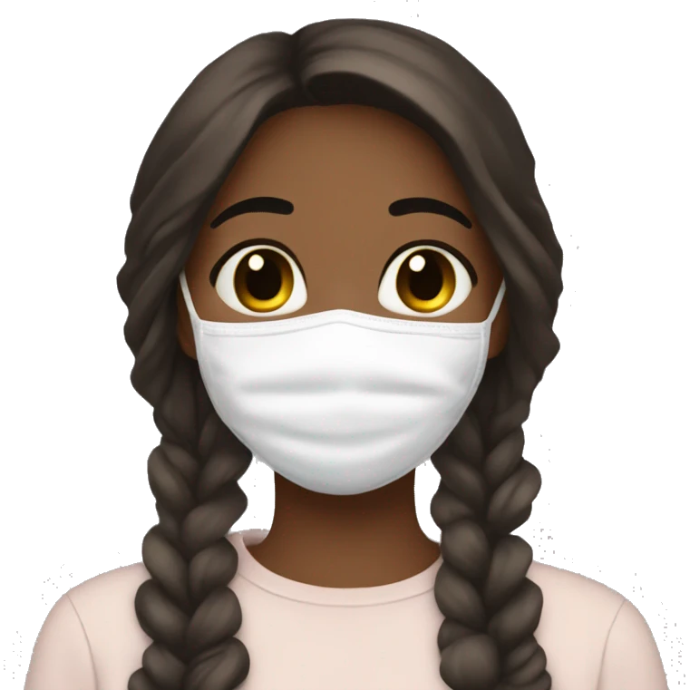 brunette girl wearing a face mask aesthetic comfy emoji