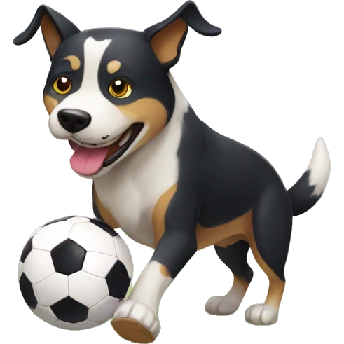 Perro jugando fútbol emoji