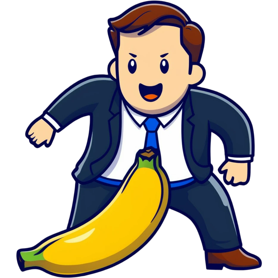 JD Vance slipping on a banana peel emoji