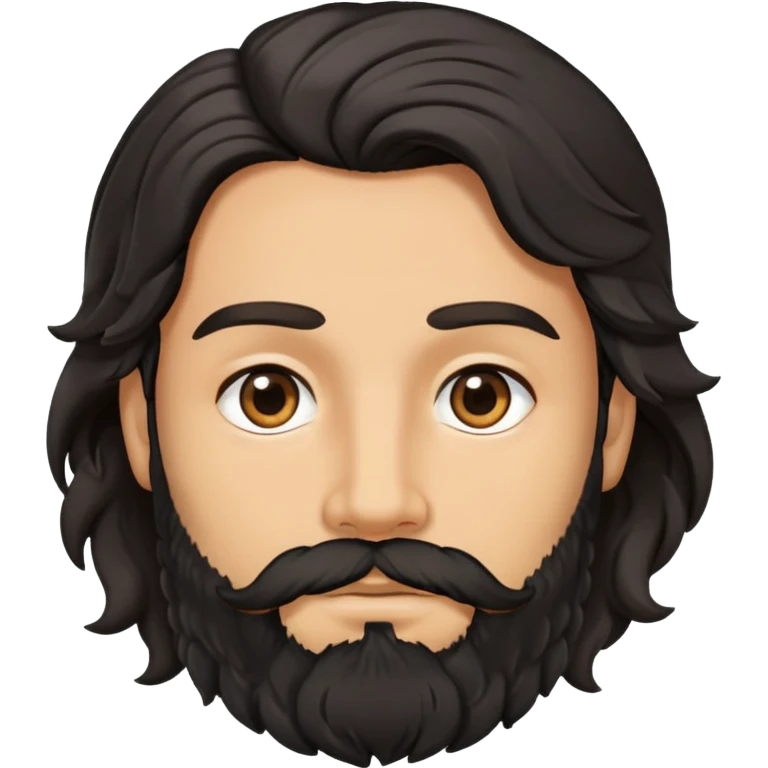 man face with beard, medium skin tone, and black wavy hair,hunter eyes emoji