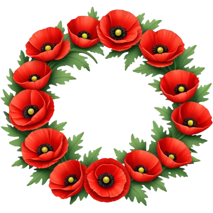 memorial wreath with poppies emoji